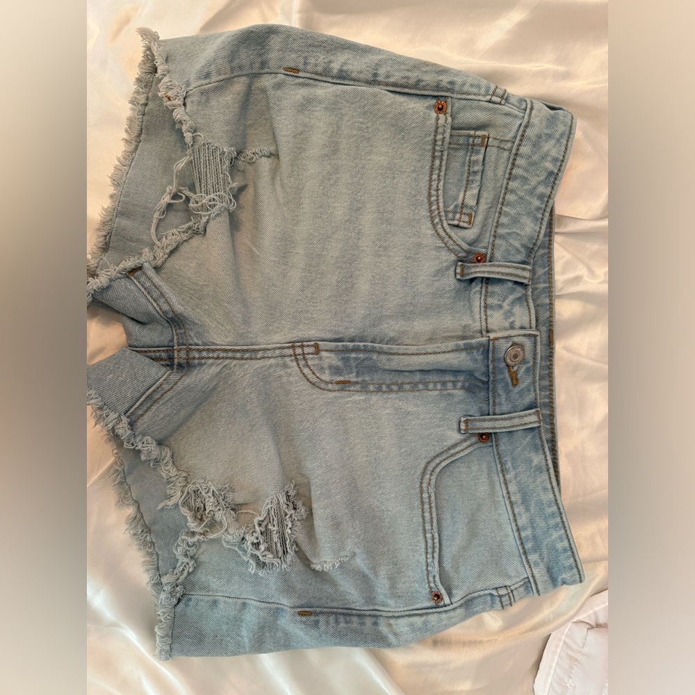 Light wash jean shorts
